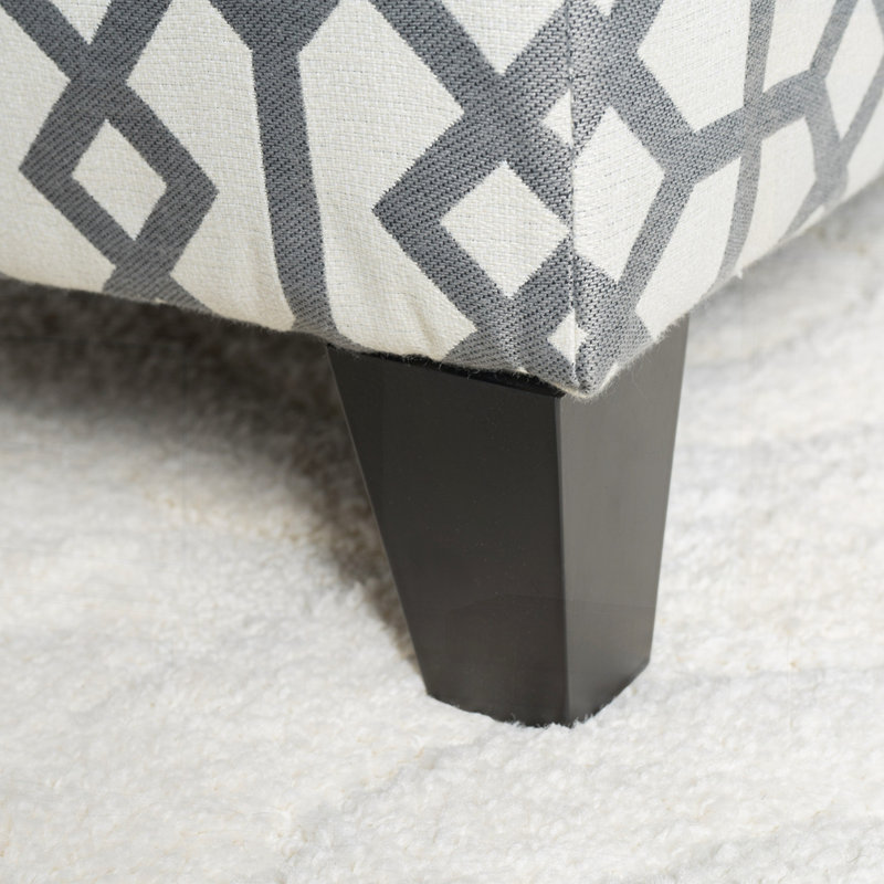 Upholstered Storage Bench, Gray Geometric