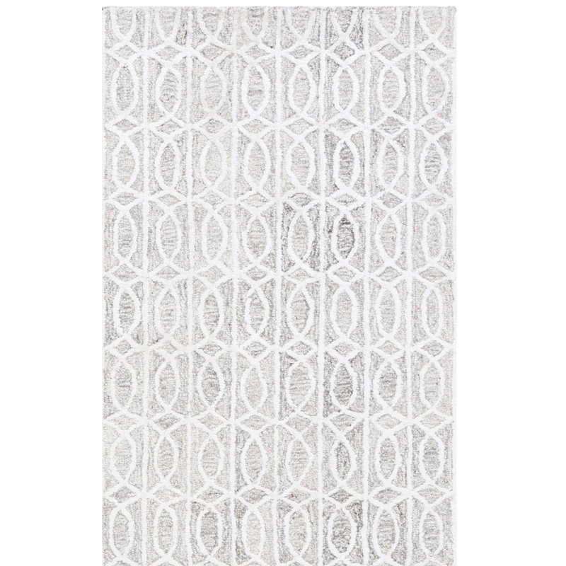 Ebony Hand Tufted Wool Viscose Cotton with Latex Geometric Rug in Light Brown/Ivory, Rectangle 6' x 9'