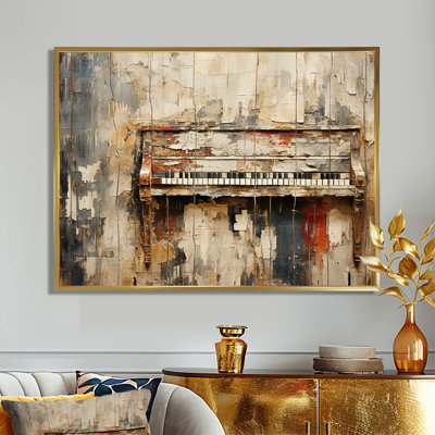 Rustic brown piano melodies I - Music Piano Canvas Print