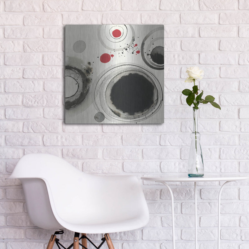 Ivy Bronx, art mural en métal «Planétal 4 avec rouge» par Shirley Novak, 24 po x 24 po, H 24 po x l 24 po