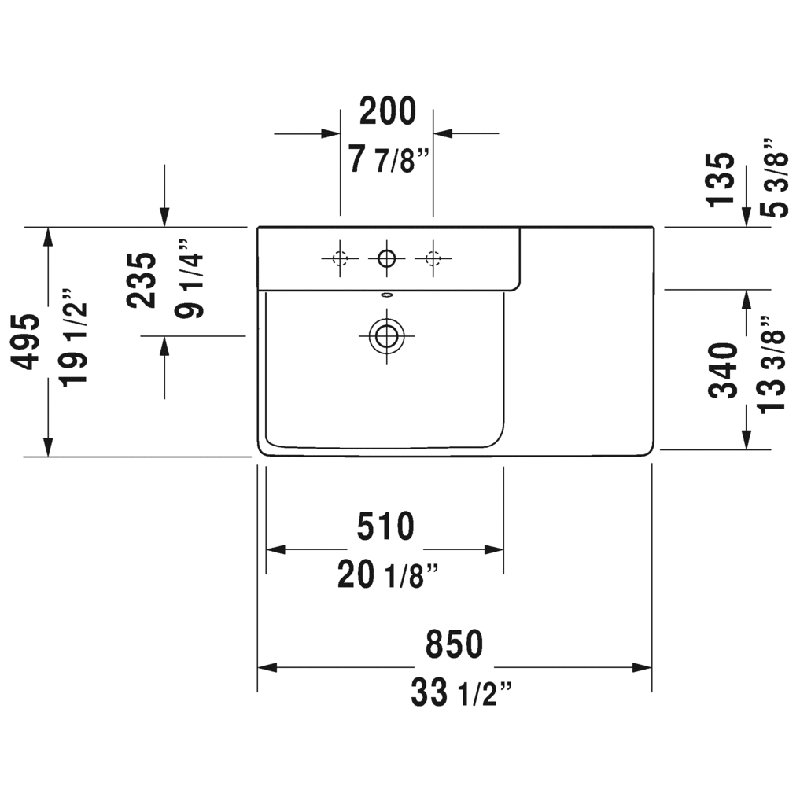 P3 Comforts Ceramic Rectangular Wall Mount Bathroom Sink with Overflow