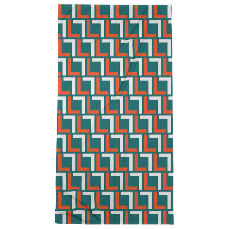 Serviette de bain, Turquoise / orange / blanc
