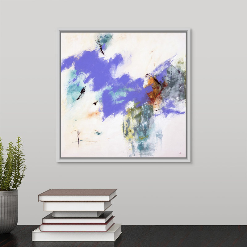 « earth bound », peinture sur toile, Cadre flottant blanc, H 13,7 po x l 13,7 po x P 1,75 po