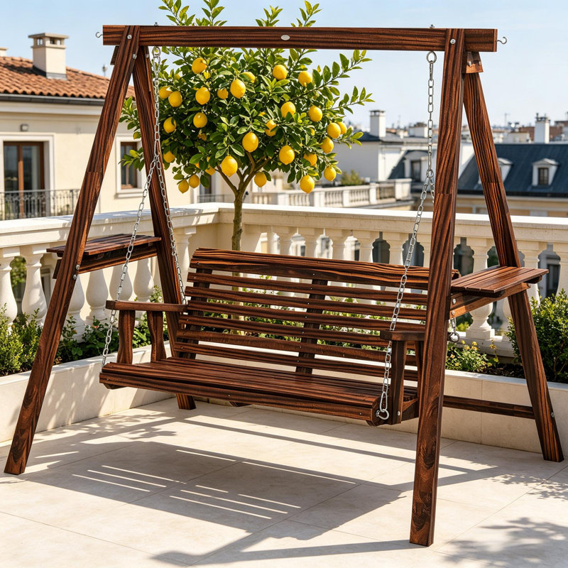 Balancelle d'extérieur 2 places avec support et tables d'appoint pour le jardin