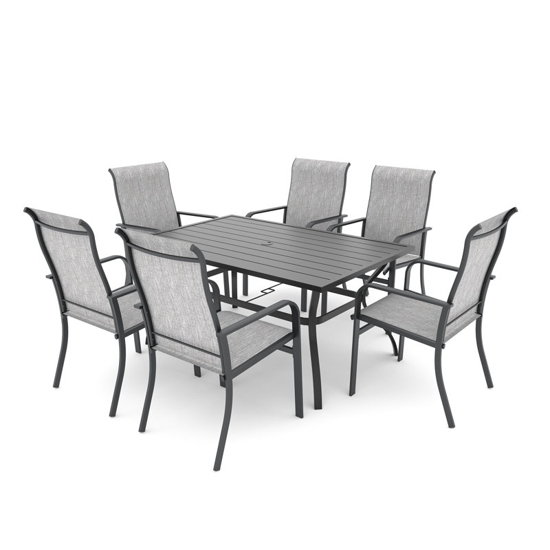 Ensemble de salle à manger 6 personnes, Noir/gris