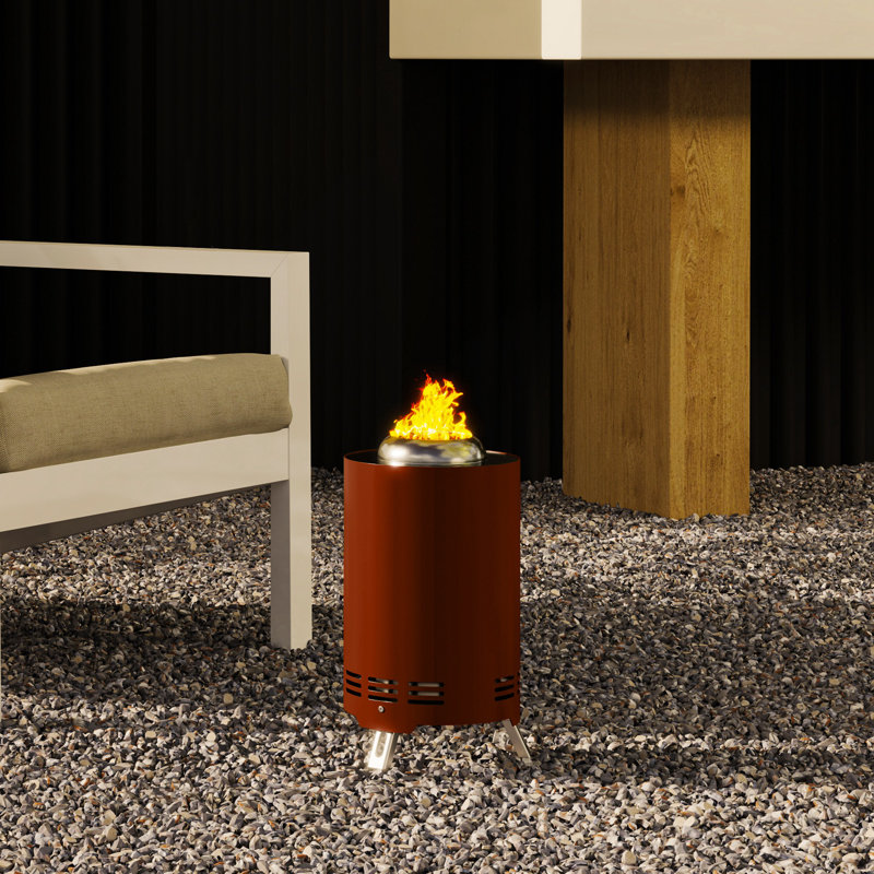 Cylinder Charcoal Smokeless Fire Pit, Red