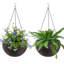 Paquet de deux pots à fleurs 13,4 pouces à suspendre et brun, grande capacité, pourriture des racines, intérieur et balcon, facette 2, convient à la décoration