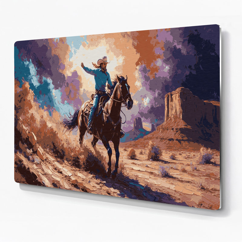 Southwestern Cowboy Bronco Rider 60, art mural en métal brun, H 20 po x l 30 po x P 0,05 po