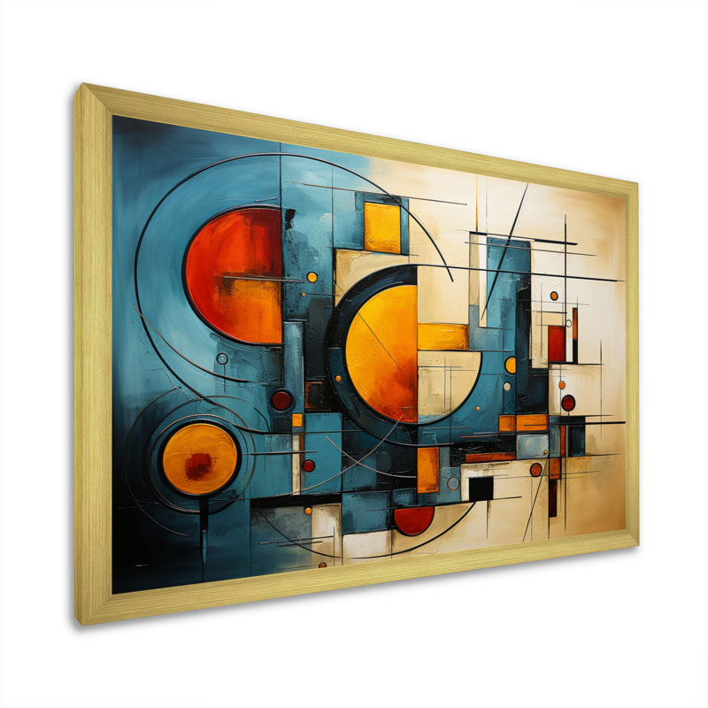 " Electric Array III ", 30" H x 40" W x 1.5" D, Gold Single Picture Framed