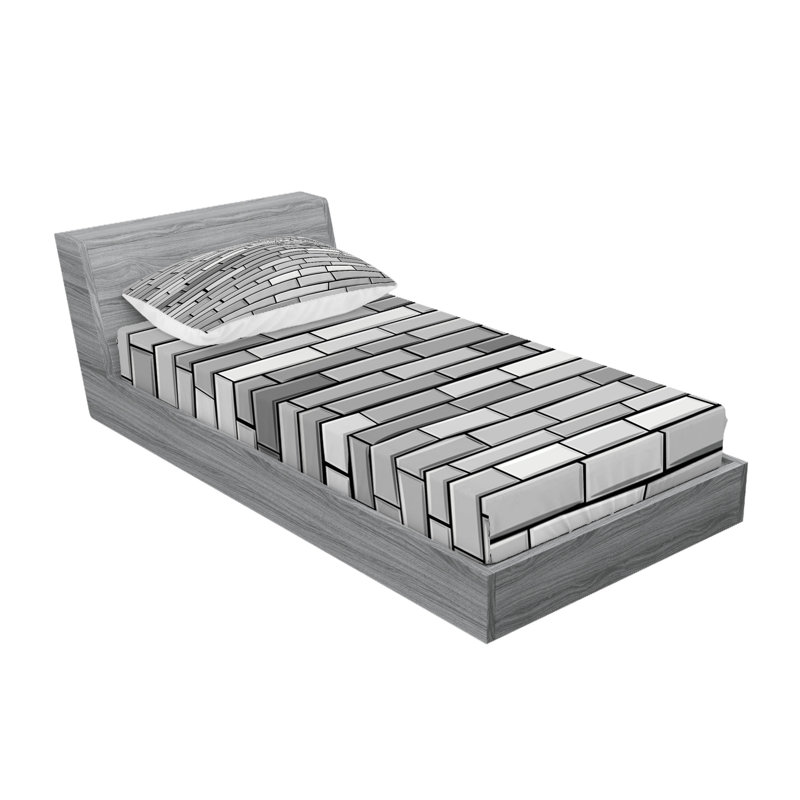 Drap-housse et coussin décoratif gris Ambesonne, Ensemble de draps pour lit simple + 3 pièces supp