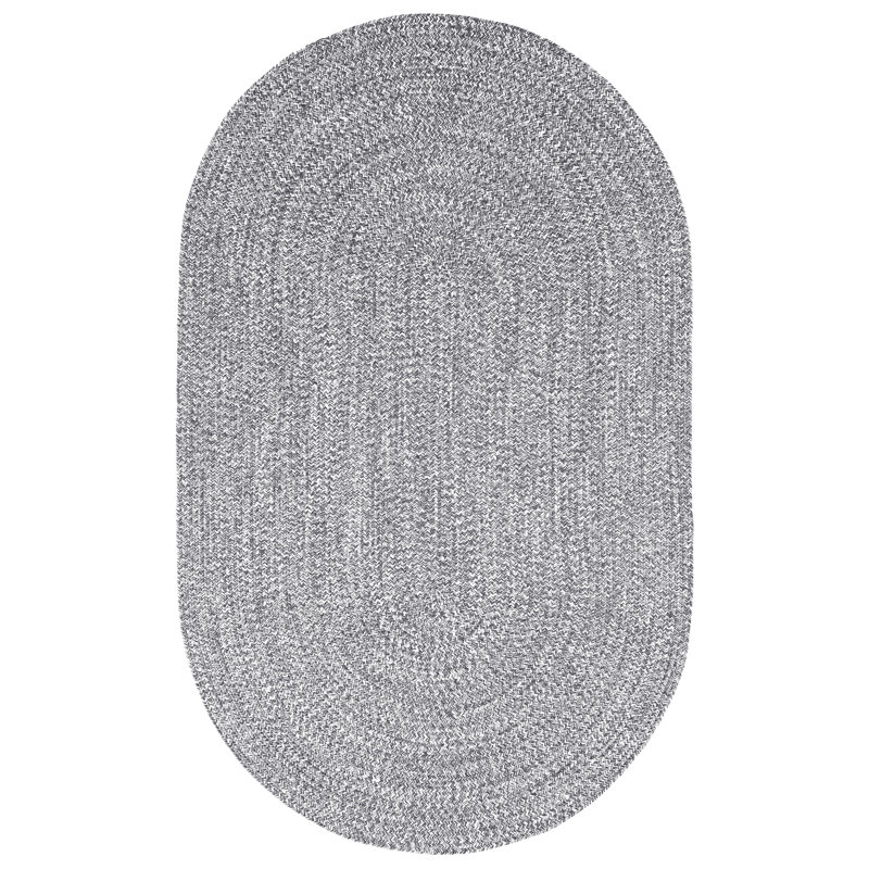 Ulmer Braided Reversible Two-Tone Indoor Outdoor Runner or Area Rug, Oval 4' x 6'