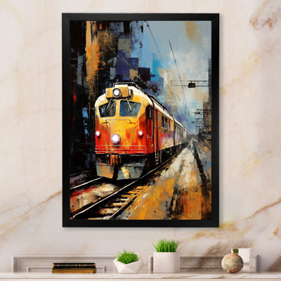 Voyage orange en train II - art mural moderne, salon