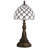 Tiffany Lamp Mini Stained Glass Table Lamp White Crystal Pearl Bead Style 8X17.5 Inch