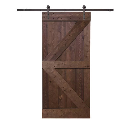36'' x 84'' Solid Wood Paneled without Installation Hardware Kit Barn Door