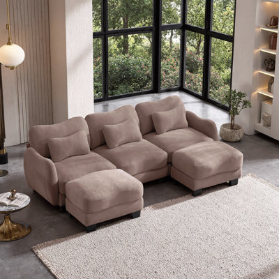 Canapé modulaire en U avec 2 repose-pieds mobiles Chenille