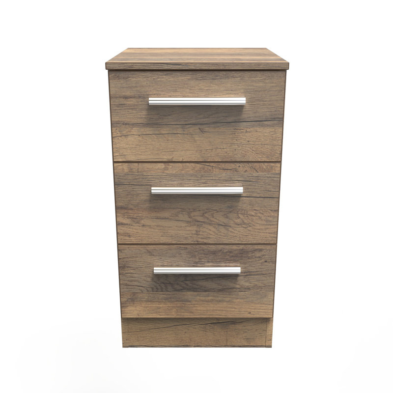 Bhaga 37cm W Manufactured Wood Bedside Table, Vintage Oak