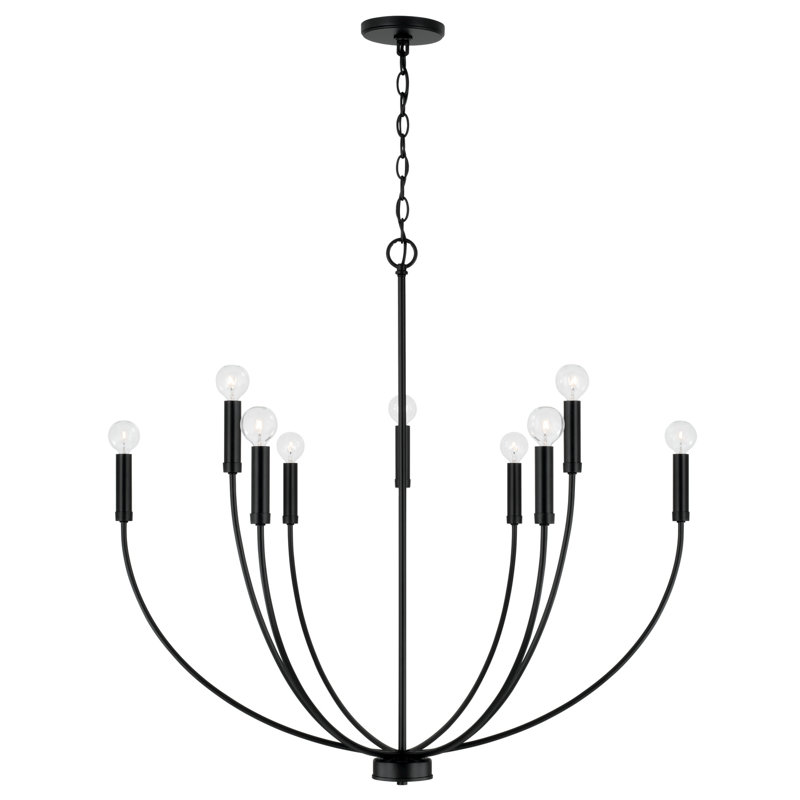 Ansley Matte Black 9-Light Metal Candle Chandelier