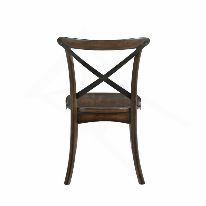 Ensemble de 2 chaises d'appoint à dossier en métal, chêne foncé et noir