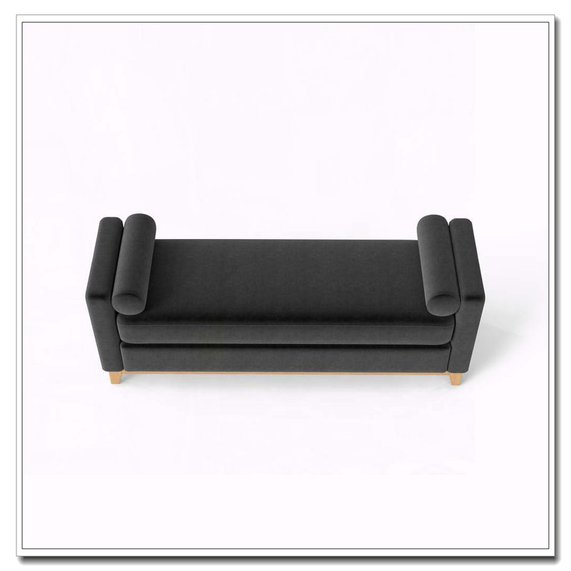 Banc rembourré en bois massif, 66,34 pouces, Noir + Naturel