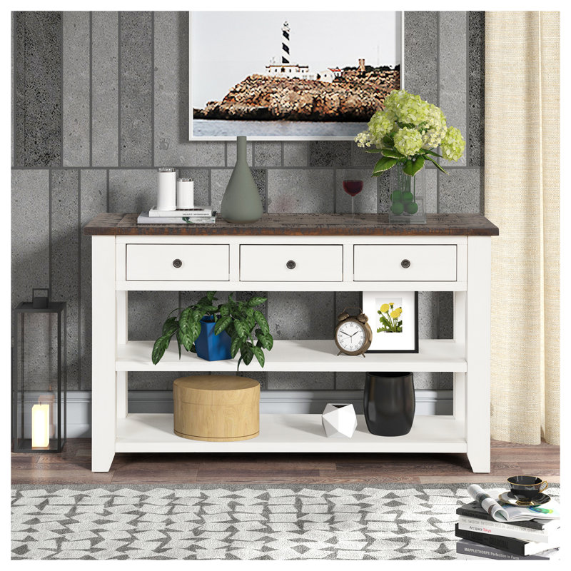 Console Cabras, Blanc antique, Antique White, H 30 po x l 50 po x P 16 po