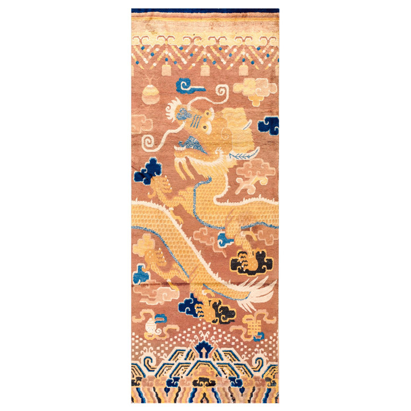Tapis pilier Ningxia chinois du début du 19e siècle (3 pi 4 po x 8 pi 8 po - 102 x 264 po)