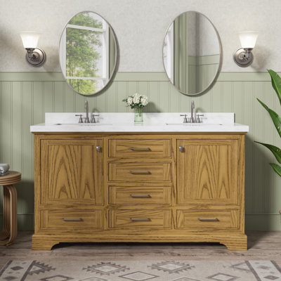 Linsay 60" Double Sink Bathroom Vanity Set with Engineered Stone Sink Top, Fully Assembled