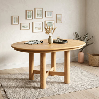 Extendable Oval Dining Table with Removable Leaf and Adjustable Leveling Feet