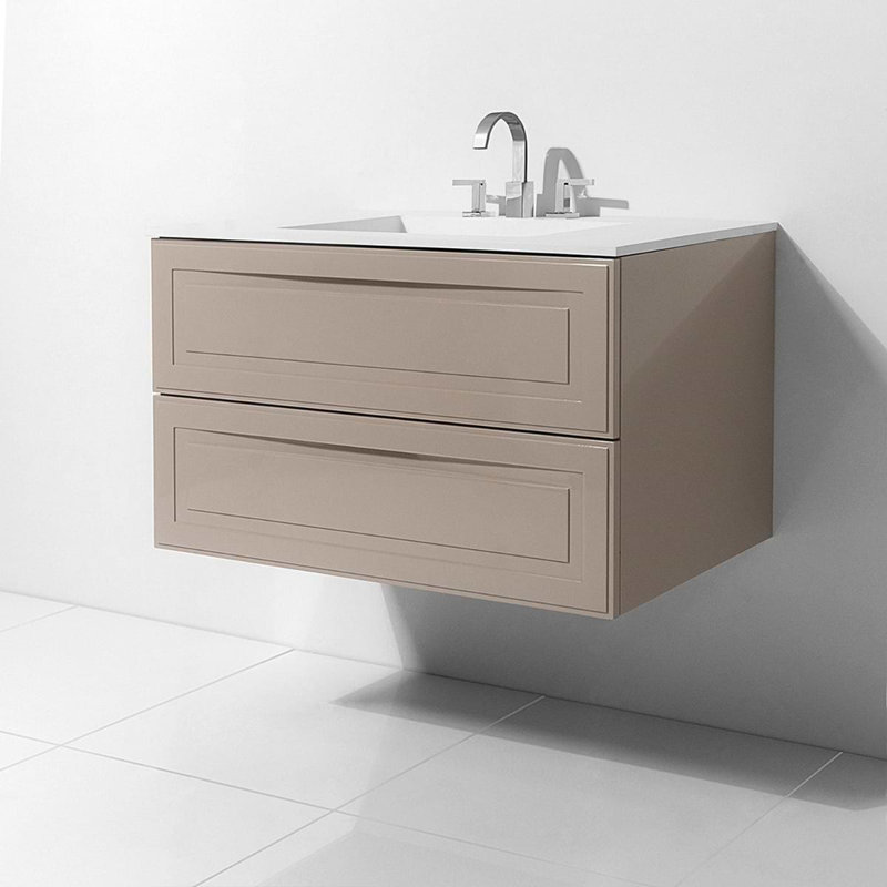 Alma 30.25" Wall Mounted Single Bathroom Vanity with Top, Crema Beige