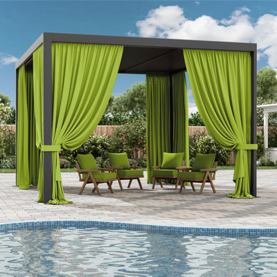 Outdoor Gazebo Curtains Polyester Side Wall For Gazebo, 4-Panels Sidewall Curtains For Patio, Garden And Backyard (Only Curtains)