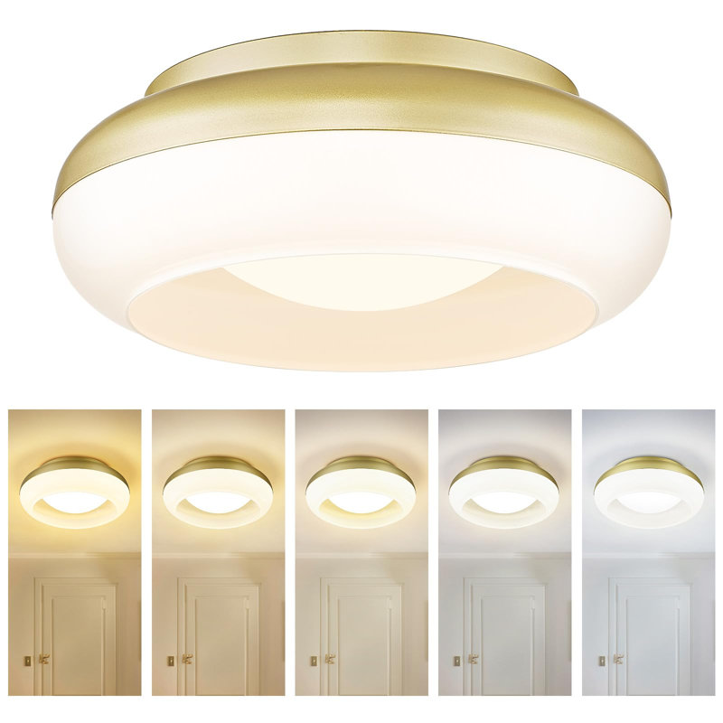 Mariyon LED Flush Mount, 5.1" H x 15" W x 15" D, Gold