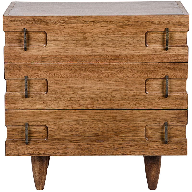 David Solid Wood End Table, Dark Walnut