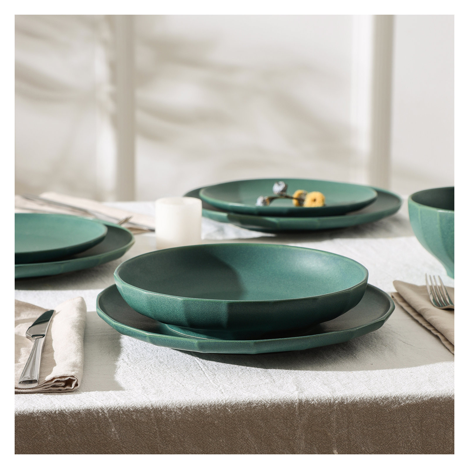 Stone Lain Rio 4-Piece Pasta Bowl Set Stoneware, Green