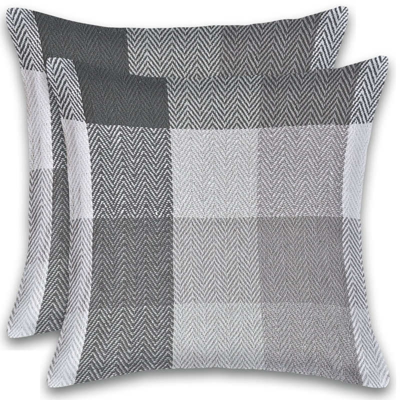  Square Cotton Pillow Cover & Insert, Gray