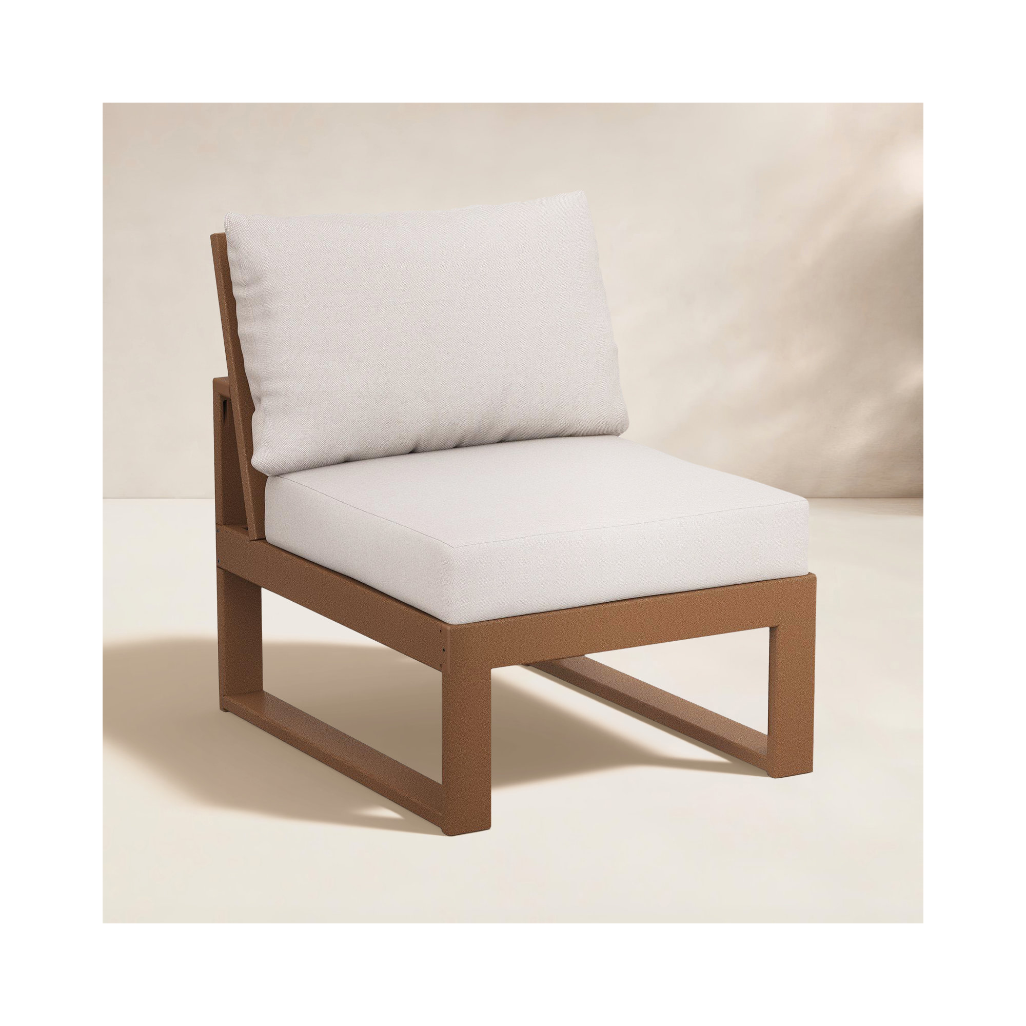 Edge Modular Armless Chair, Teak, Dune Burlap Revolution®