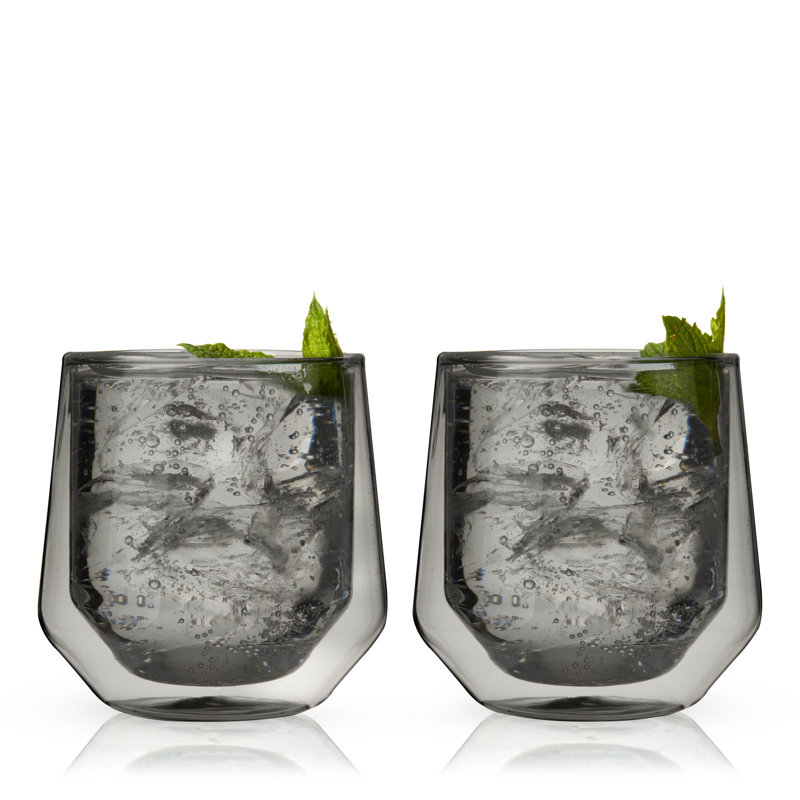 Gobelets à double paroi Viski Aurora, verres à cocktail Lowball colorés modernes, va au lave-vaisselle, 9 oz, vert, ensemble de 2