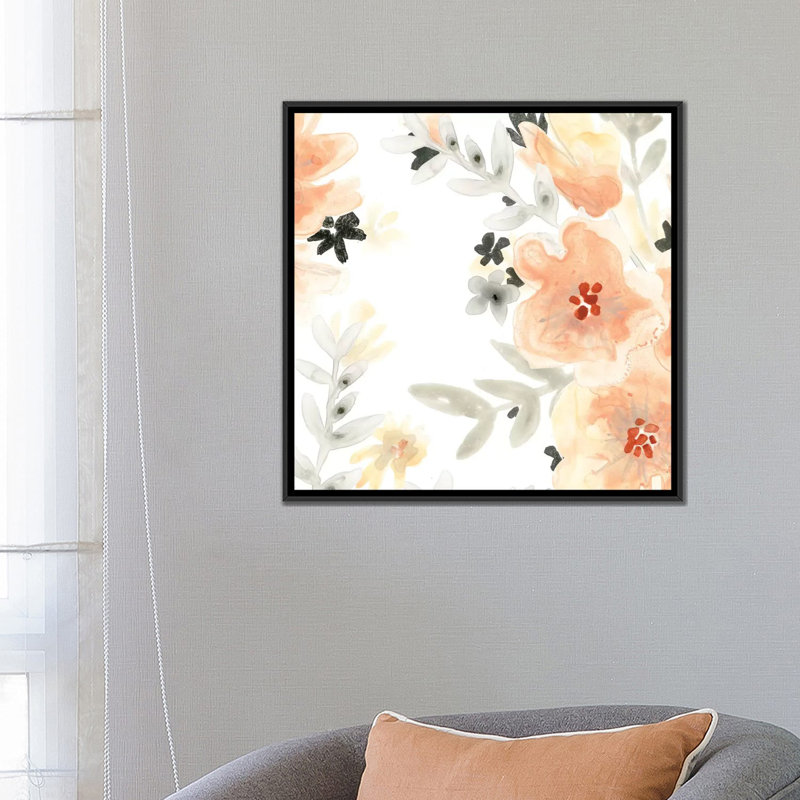 « rosé jardin ii », reproduction sur toile, H 18 po x l 18 po x P 1,5 po, Toile tendue, Pas de tapis