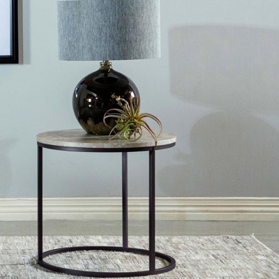 Table de bout grise et gris acier