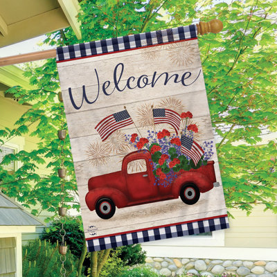 Stars And Stripes Truck Patriotic House Flag