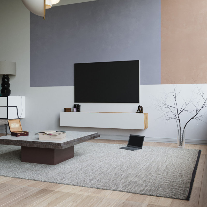 Hadumoth Unfinished TV Stand for TVs up to 49", Athlantic Pine/White