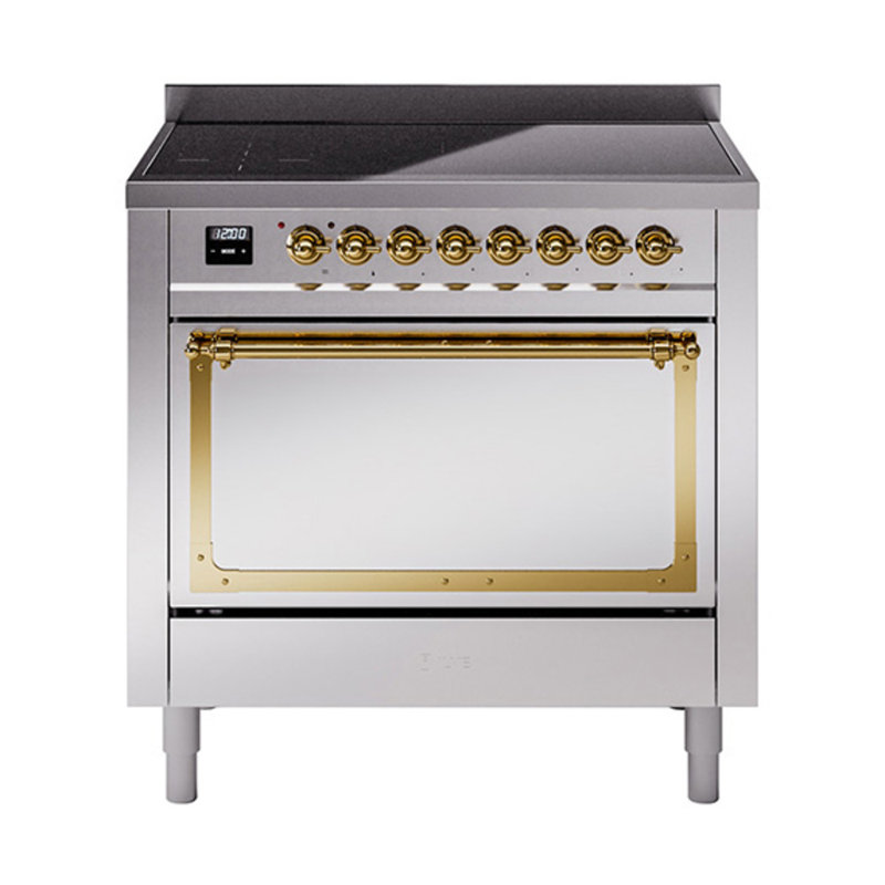ILVE Nostalgie II Noblesse 36 po à induction, Acier inoxydable / laiton