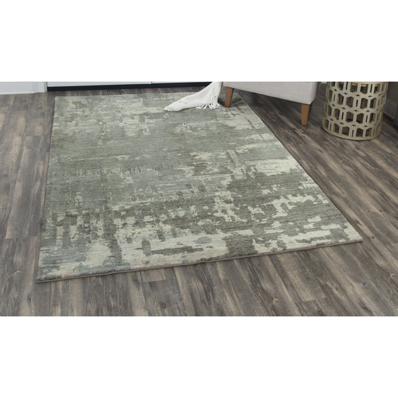 Tapis gris en laine Pettis, Rectangle 5 pi x 8 pi