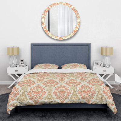 Ensemble de housse de couette Coral Pink Damask Charm I - Transitional