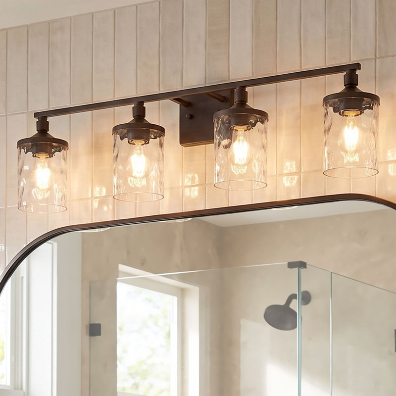 Éclairage pour meuble-lavabo à 3 lumières Baldwin, Bronze, Quatre lumières