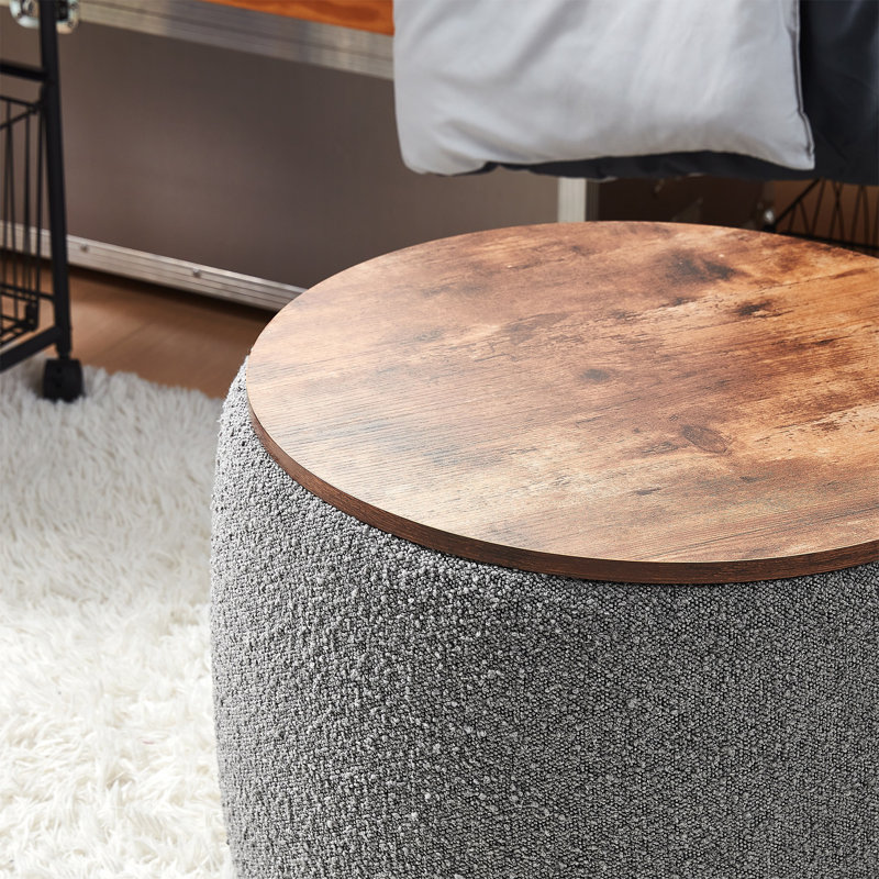2East Upholstered Ottoman, Black/Gray