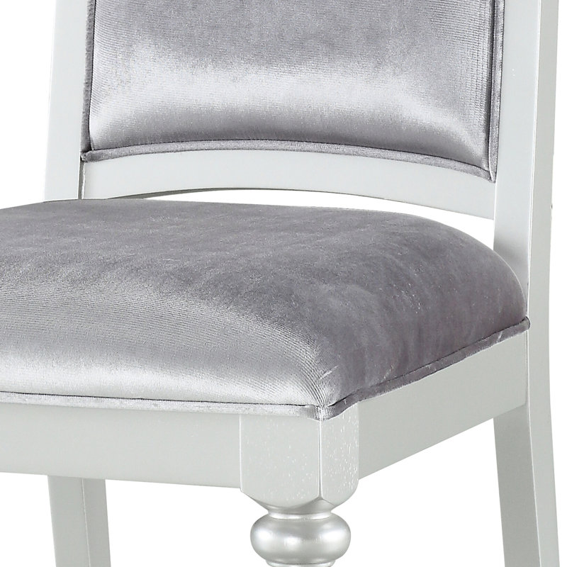 Chaises d'appoint grises et platine 2 - Revêtement en tissu d'ameublement strass éblouissant, structure en bois massif 2 pièces en tissu argenté, fabrication élégante