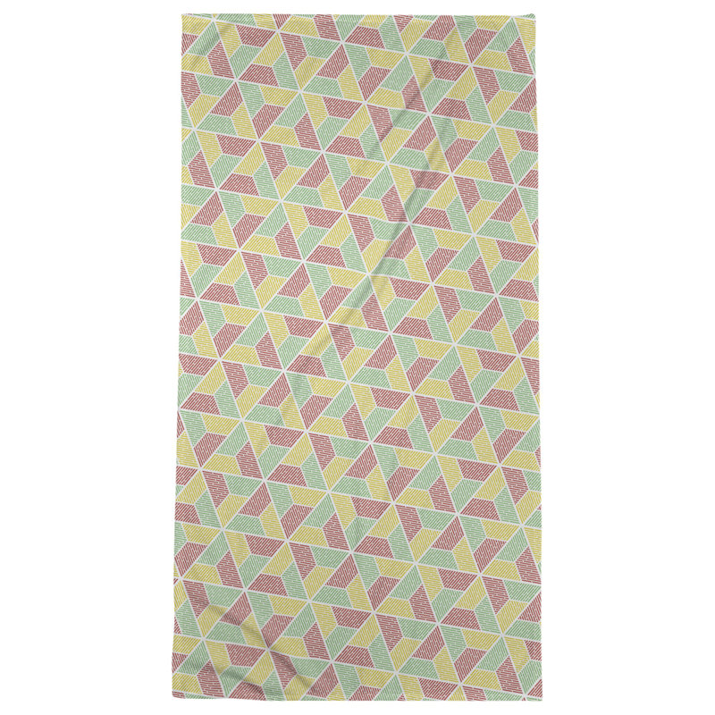 Serviette de bain trapézoïde, Rouge/vert/jaune