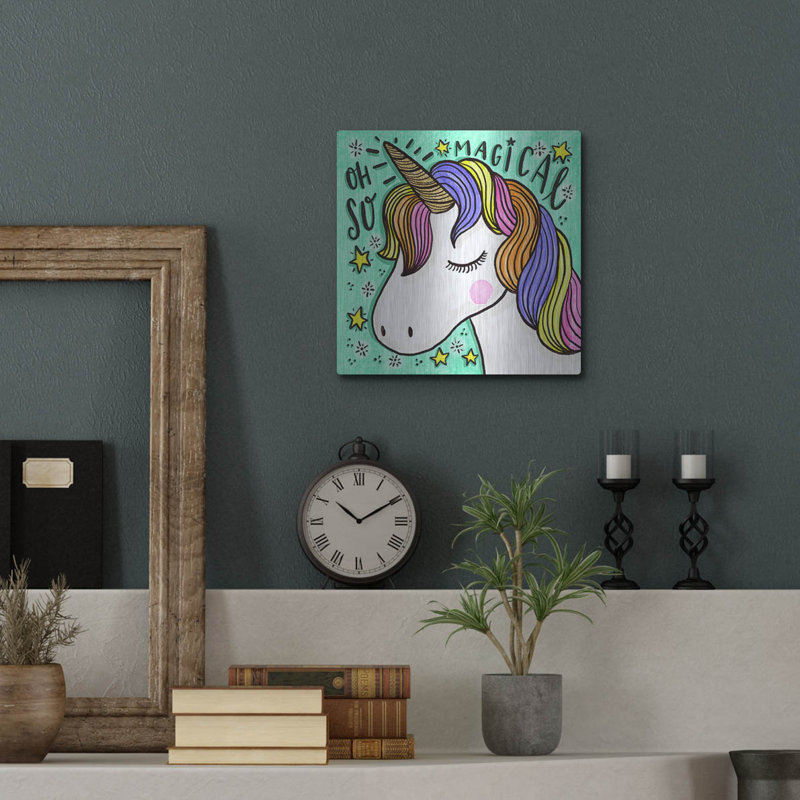  'Unicorn' by Elizabeth Caldwell Metal Wall Art, 12" H x 12" W