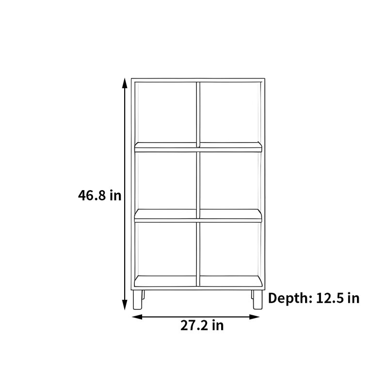 Schneider, (3 Shelves) 46.8"H x 27.2"W x 12.5"D, Brown
