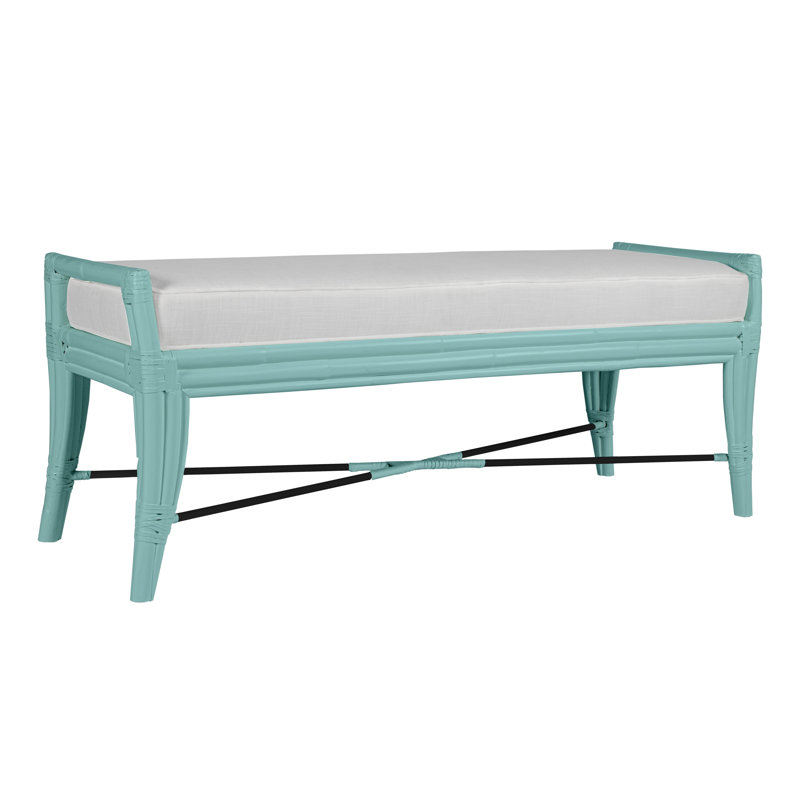 Malacca Upholstered Bench, Seaglass