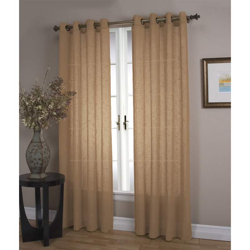 Tahlia Premium Touch of Linen Grommet Curtain Panel, Toffee, 52" x 84"